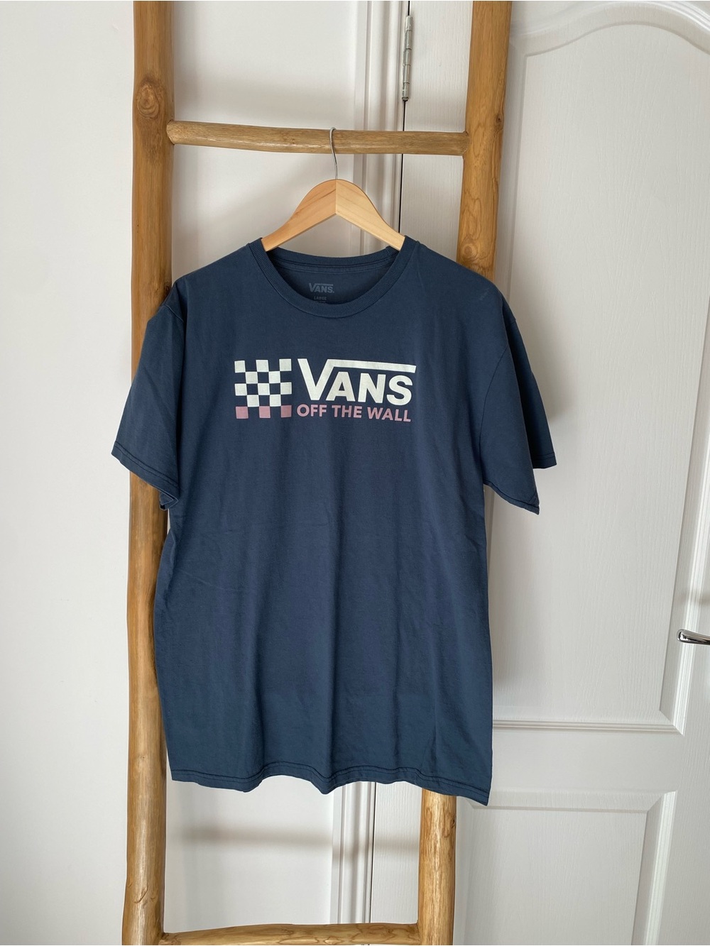 Vans Men's Blue 'Off The Wall' Logo Short Sleeve T-Shirt 100% Cotton Sz Large